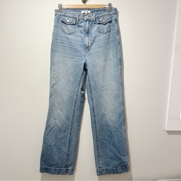 Re/Done 70s Pocket Wide Leg High Waist Jeans Size 29 Vintage Fade - Picture 5 of 14